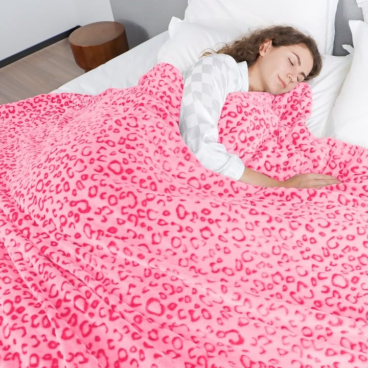 ZHIKU Pink Blanket for Women - Cheetah Print Blanket Pink Gifts for Women Mother Girls Soft Warm Leopard Print Throw Blanket for Birthday Gifts 50""x60"" - Image 3